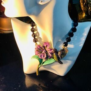 Heidi Daus “ Morning KISS” Elegant Purple and Green Floral Necklace